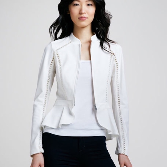 ALICE by Temperley Jackets & Blazers - Alice By Temperley White Mesh Zip Up Peplum Jacket